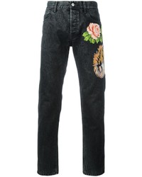 Jeans a fiori neri di Gucci