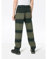 Jeans a righe orizzontali verde scuro di Liam Hodges