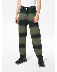 Jeans a righe orizzontali verde scuro di Liam Hodges
