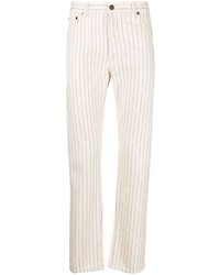 Jeans a righe verticali beige di Saint Laurent