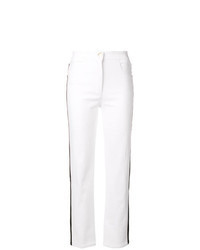 Jeans a righe verticali bianchi