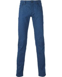 Jeans aderenti a pois blu