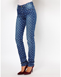 Jeans aderenti a pois blu scuro di Only