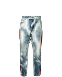 Jeans aderenti a righe verticali azzurri di P.E Nation