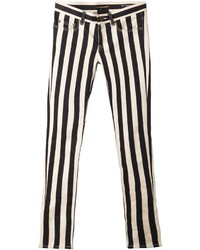 Jeans aderenti a righe verticali bianchi e neri di Saint Laurent