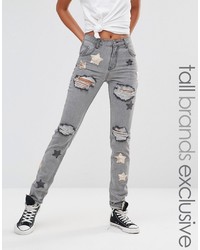 Jeans aderenti con stelle grigi