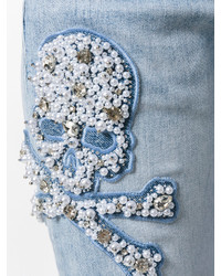 Jeans aderenti decorati azzurri di Philipp Plein