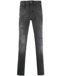 Jeans aderenti decorati grigio scuro