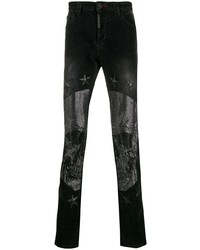 Jeans aderenti decorati neri di Philipp Plein