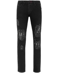 Jeans aderenti decorati neri di Philipp Plein