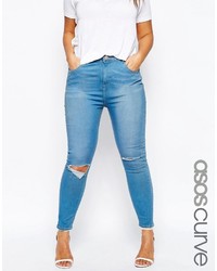 Jeans aderenti di cotone azzurri di Asos