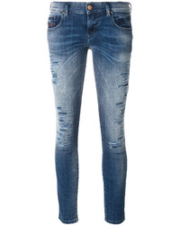 Jeans aderenti di cotone azzurri di Diesel