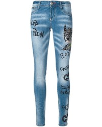 Jeans aderenti di cotone azzurri di Philipp Plein