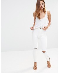 Jeans aderenti di cotone bianchi di Missguided