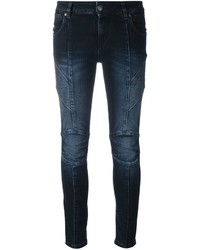 Jeans aderenti di cotone blu scuro di PIERRE BALMAIN