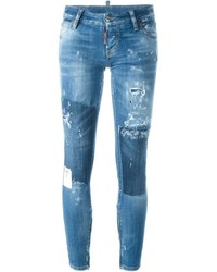 Jeans aderenti di cotone blu di Dsquared2