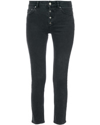 Jeans aderenti di cotone grigio scuro di Anine Bing