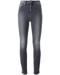 Jeans aderenti di cotone grigio scuro di BLK DNM