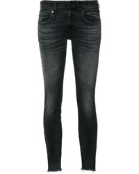 Jeans aderenti di cotone grigio scuro di R 13