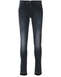 Jeans aderenti di cotone grigio scuro di Versace
