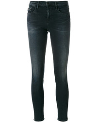 Jeans aderenti di cotone ricamati blu scuro di CK Calvin Klein