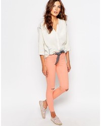 Jeans aderenti di cotone rosa di Vila