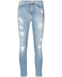 Jeans aderenti di cotone strappati azzurri di CK Calvin Klein