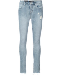 Jeans aderenti di cotone strappati azzurri di J Brand
