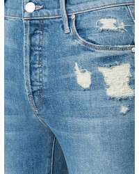 Jeans aderenti di cotone strappati azzurri di Mother