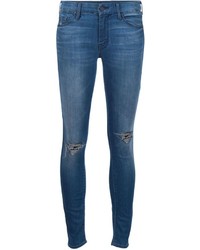 Jeans aderenti di cotone strappati blu