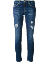 Jeans aderenti di cotone strappati blu scuro di Dondup