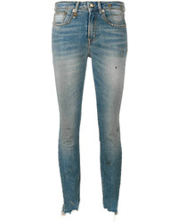 Jeans aderenti di cotone strappati blu di R 13