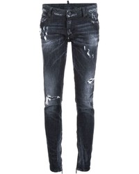 Jeans aderenti di cotone strappati neri di Dsquared2