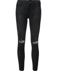 Jeans aderenti di cotone strappati neri di Frame