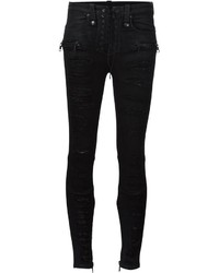Jeans aderenti di cotone strappati neri