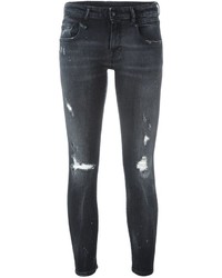 Jeans aderenti di cotone strappati neri di R 13