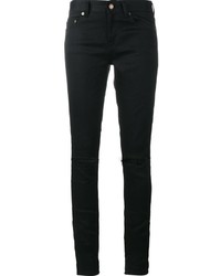 Jeans aderenti di cotone strappati neri di Saint Laurent