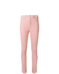 Jeans aderenti di velluto a coste rosa