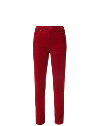 Jeans aderenti di velluto a coste rossi