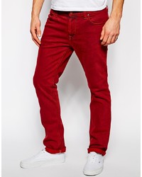 Jeans aderenti di velluto a coste rossi