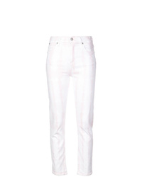 Jeans aderenti effetto tie-dye bianchi
