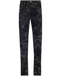 Jeans aderenti effetto tie-dye grigio scuro