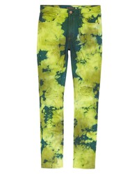 Jeans aderenti effetto tie-dye lime