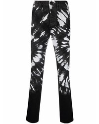 Jeans aderenti effetto tie-dye neri e bianchi di Philipp Plein