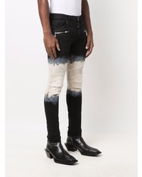 Jeans aderenti effetto tie-dye neri e bianchi di Balmain