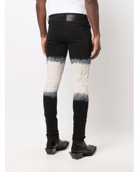 Jeans aderenti effetto tie-dye neri e bianchi di Balmain