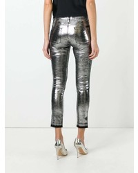 Jeans aderenti in pelle argento di RtA