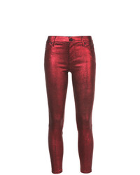 Jeans aderenti in pelle rossi di RtA