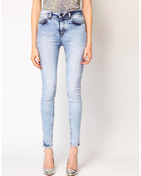 Jeans aderenti lavaggio acido azzurri di Just Female