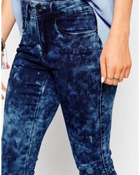 Jeans aderenti lavaggio acido blu scuro di Only